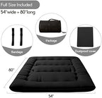 MAXYOYO Japanese Floor Mattress Futon Mattress, 4" Thicken Tatami Mat Sleeping Pad Foldable Roll Up Mat Boys Girls Dormitory Pad Kids Floor Lounger, Black, Full