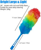 3 Pack Upgrade 19” Rainbow Static Feather Duster with Beandable and Washable Head - More Fibers Bigger Head Less Loss of Fiber