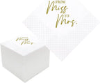 Bridal Shower Cocktail Napkins, 100 Pack Gold From Miss To Mrs Disposable Paper Napkins for Bridal Shower Engagement Wedding Bachelorette Table Decorations| 2-Ply, 5x5 Inches (From Miss To Mrs)