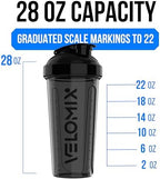 VELOMIX -2 Pack- 28 oz Protein Shaker Bottles for Protein Mixes - 2x Wire Whisk | Leak Proof Shaker Cups for Protein Shakes | Protein Shaker Bottle Pack (Black/Transparent)