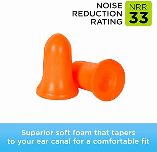 Amazon Basic Care Soft Foam Noise Cancelling Earplugs for Concerts, Hearing Protection, 100 Count (1 Pack of 50 Pairs)