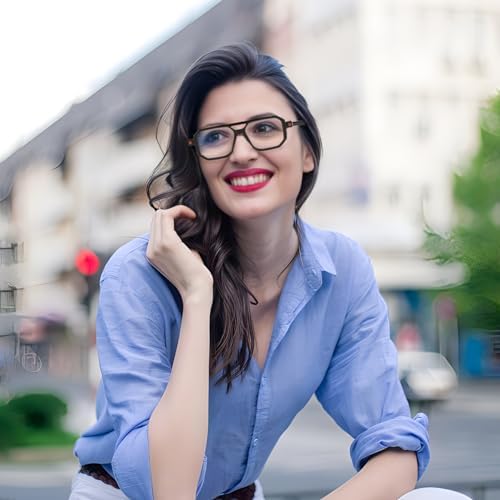 FEISEDY Reading Glasses Vintage Square Blue Light Blocking Glasses Women Men 70s Flat Aviator Glasses B0090