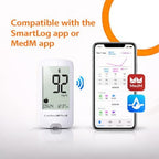CareSens N Plus Bluetooth Blood Glucose Monitor Kit with 100 Blood Sugar Test Strips, 100 Lancets, 1 Blood Glucose Meter, 1 Lancing Device, Travel Case for Diabetes Testing Kit (Auto-Coding Glucometer kit with 1 Control Solution) for Personal Use