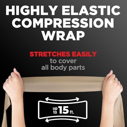 Premium Elastic Bandage Wrap - 4pk (2x3in, 2x4in) + 12 Extra Clips - Strong Compression Bandage Wrap for Leg, Arm, Wrists, Elbow, Ankles, Feet and Knees - for First Aid Kit and After Surgery Recovery