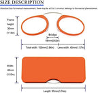 REAVEE Ultra Thin Armless Reading Glasses for Men Women, No Temple Pinch Nose Clip on Readers Small Pocket with Mini Portable Case, Orange +2.5