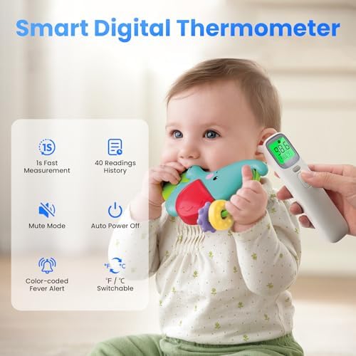 3-in-1 Ear and Forehead Thermometer for Adults Kids with Object Mode Accurate Digital Baby Thermometer Featuri ANG Fever Alarm LCD Screen Silent Mode with Storage Bag White