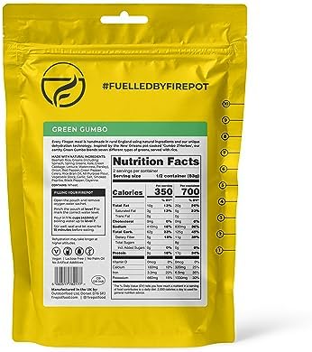 FIREPOT Green Gumbo - Healthy Plant Based Dehydrated Camping & Backpacking Meals (2 Servings)