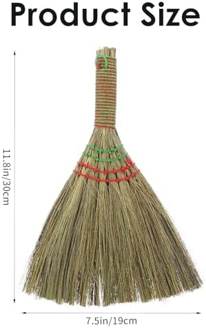 Small Natural Whisk Broom Straw Soft Broomstick with Handle Sweeping Duster Cleaning Supplies for Cleaning Kitchens Offices Homes Computers