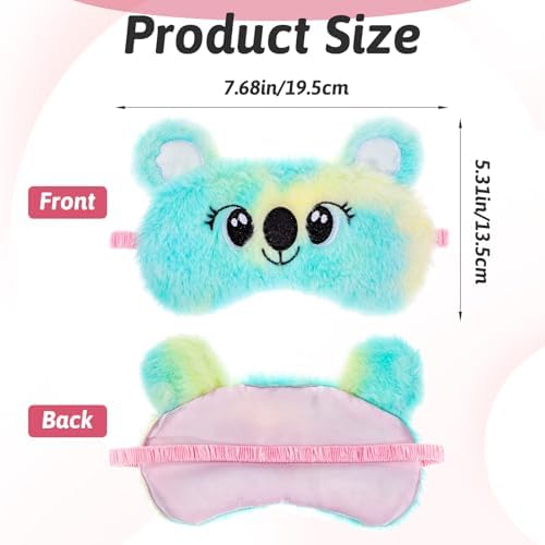 2 Pcs Sleep Mask Soft Plush Blindfold Cute Rabbit Panda Koala EyeCover Soft Eye Blindfold Cover Animal Shade Night Eye Masks for Women Girls Home Travel (Colorful)