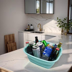SAMMART 7.7L (2 Gallon) Collapsible Tub - Foldable Dish Tub - Portable Washing Basin - Space Saving Plastic Washtub (Lake Green, S)