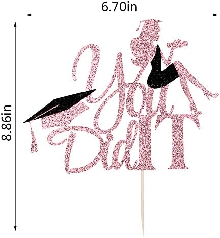 Congratulations on graduation Cake topper 2026 glitter girl graduation cake topper 2026 graduation decorations 2026 graduation party decoration supplies (rose gold)