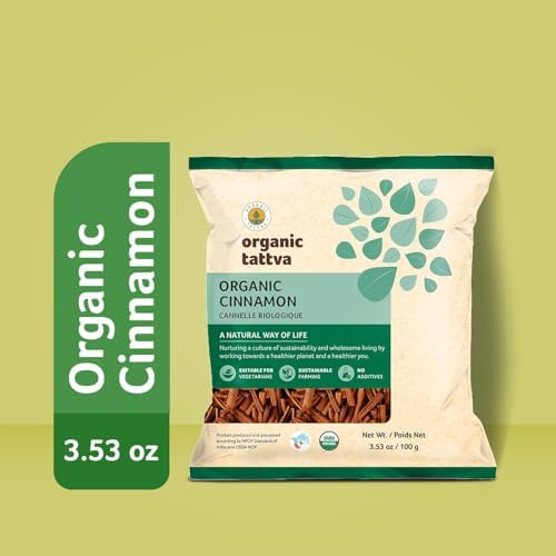 Organic Tattva Whole Cinnamon Sticks (3.53 oz/100 gm) - Organic Cinnamon Sticks for Cooking & Beverages - Whole Spices with Natural Oils, Aroma & Flavor - Additives & Chemical Free - USDA Certified
