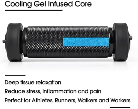 Premium Foot Roller with Cooling Gel Core - Plantar Fasciitis Relief - Portable and Deep Tissue Muscle Massage - Stabilized Urethane Wheels - Reflexology Tool