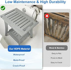 KingPavonini HDPS Shower Benches for Inside Shower to Sit on, Waterproof Shower Stool for Shaving Legs, Heavy Duty 400LBS Shower Seat with Storage Shelf, Shower Chair for Bathroom/Indoor/Outdoor Use