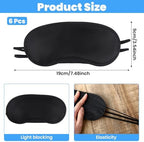 6 Pcs Eye Mask Sleep Masks Bulk Soft Breathable Blackout Eye Cover for Side Sleeper, Black Blindfold Sleeping Mask with Adjustable Straps for Travel Blindfold Meditation Nap Women Men Kids