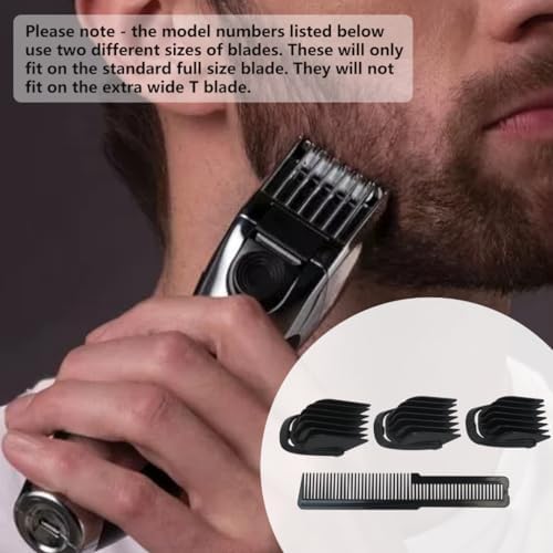 3 Piece Set (9mm 12mm 16mm) Haircut Blade Guards for P-hilips Norelco Multigroom MG7750 MG7770 MG7785, with Small Beard Comb Black by Acupress