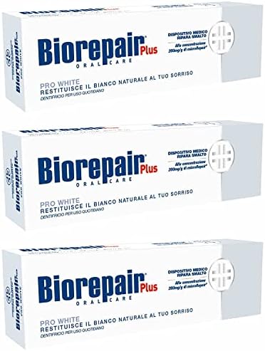 Biorepair Pro White Daily Toothpaste - 2.54 Fluid Ounces (75ml) Tubes (Pack of 3) [ Italian Import ]