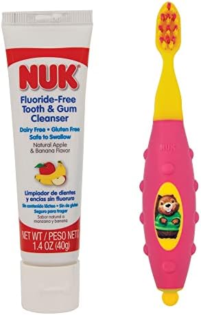 NUK Toddler Tooth and Gum Cleanser with Toothpaste, Colors May Vary,1 Set