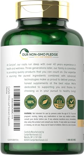 Carlyle Olive Leaf Extract Capsules | 100 Count | Non-GMO, Gluten Free | High Potency Supplement