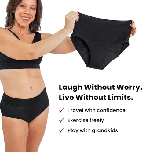Evella Incontinence Underwear for Women - Washable Leak Proof Underwear for Women 55+ - Reusable Protection Panties for Bladder Leaks - 3-Pack (Black, Beige, Grey) - Updated Design X-Large