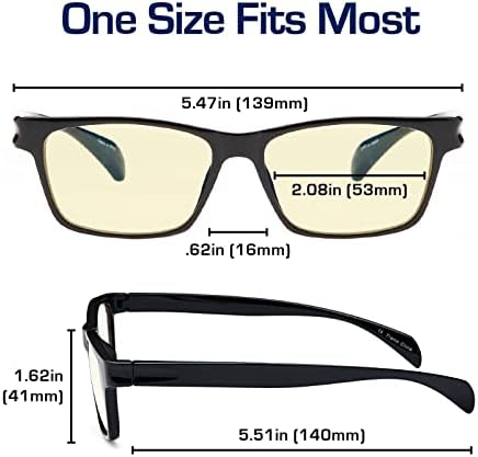 Gamma Ray Computer Blue Light Blocking Gaming Glasses w/Amber Tint and Anti Glare UV Digital Eyestrain