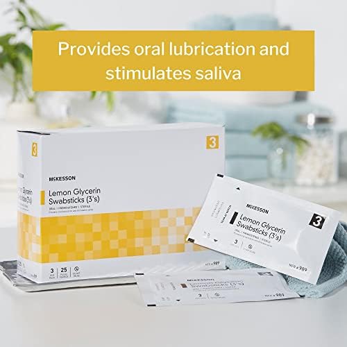 McKesson Lemon Glycerin Swabsticks, Sterile, Oral Swab Stick, 25 Count, 1 Pack