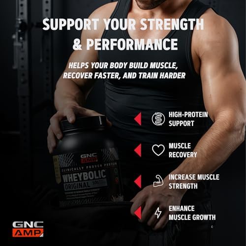 GNC AMP New Wheybolic- Clinically Studied Whey Protein Powder for Workouts & Active Lifestyles- High Leucine Content- Smooth Mixing Drink Mix for Fitness Shakes- Classic Vanilla- 55.9 Oz (26 Servings)