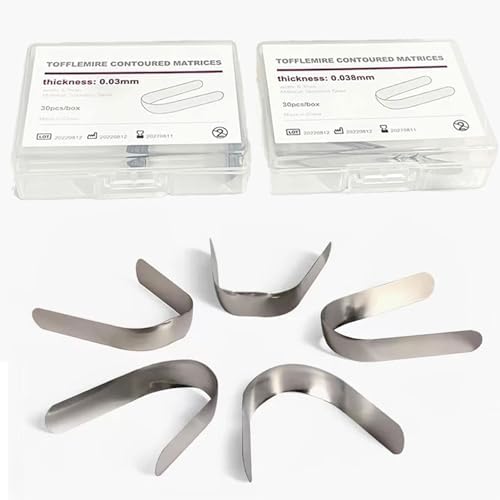 Dental Tofflemire Matrix Bands, M9 Dental Metal Restoration Matrix Bands for Premolar and Molar. (6.3mm, 0.038mm)
