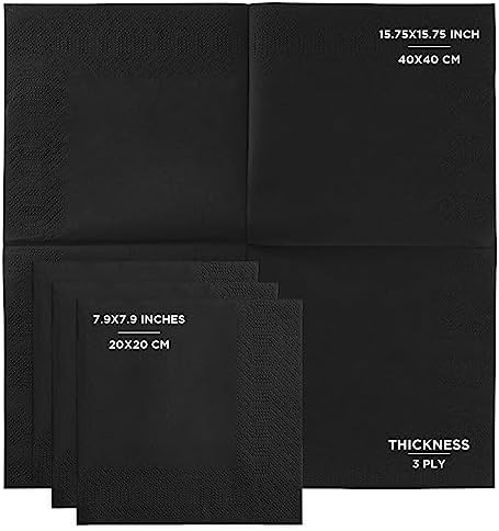 Black Dinner Napkins, 3-Ply, 125 Count – Premium Disposable Paper Napkins for Parties, Weddings, Restaurants, Bars & Events, European Made