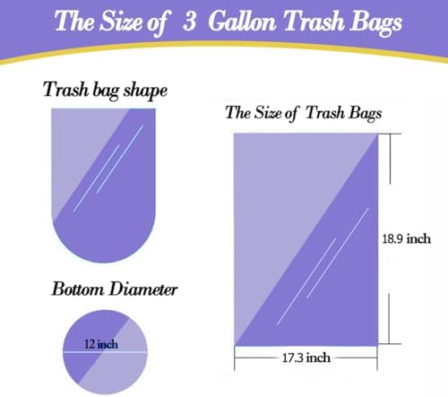 3 Gallon 120pcs (Fit 3-3.2 Gal) Small Clear Trash BagsPlastic Strong Clear Garbage Bags,Bathroom Trash Can Bin Liners,Waste Basket Liner,Fit 10-13 Liter, 3 Gallon,3.2Gallon