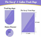 3 Gallon 120pcs Small black Trash Bags(Fit 3-3.2 Gal) Plastic Strong black Garbage Bags,Bathroom Trash Can Bin Liners,Waste Basket Liner,Fit 10-13 Liter, 2.6 Gallon,3 Gallon,3.2Gallon (3-Black120)