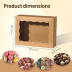 25PCS 8x6x2.5 Inch Brown Bakery Boxes with Window, Pastry Box for Chocolate Strawberries, Macarons, Truffles, Perfect for Thanksgiving Day, Mother's Day, Christmas Party Favors & Holiday