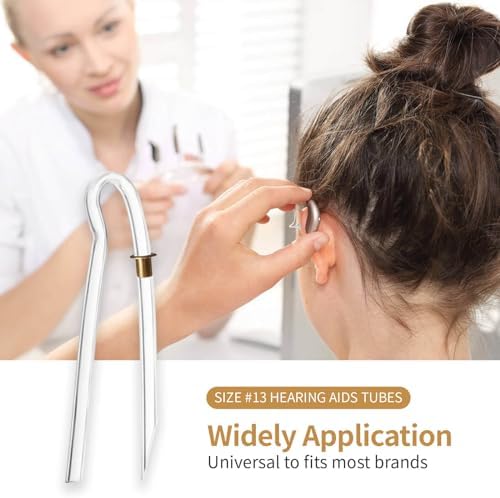 Hearing Aid Tubes - Size #13 Preformed BTE Earmold Tubing 3.5 x 2 mm Hearing Aid Replacement Tube with Gold Lock Hearing Aid Cleaning Kit (6)