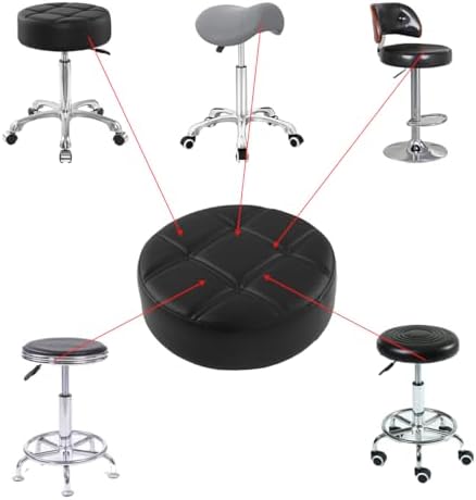 Antlu Round Seat Cushion for Bar Stool Rolling Chair Replacement (Super Big, Black)