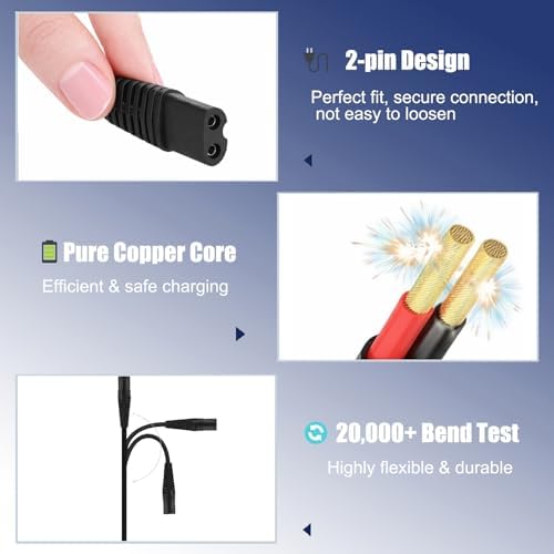 Replacement Charger Compatible with Braun Shaver Series 9 8 7 6 5 3 1, 12V 400mA Power Cord for Braun Electric Razor S3 S5 S7 S9 3040s 340s 370 9385cc 9290cc 9095cc, 5ft Cable+ Cleaning Brush