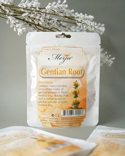 Merja Herbs Gentian Root Tea - Immune Support - Natural Caffeine Free - Ground & Loose Tea - 100% Natural & Premium Quality 40gr