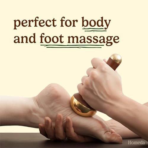 Kansa Wand Ayurveda Foot Massager - Indian Skincare Tool - SWA Kansa Wand for Feet & Face Relazation and Detox - Ayurveda Gifts (Double Bowl)