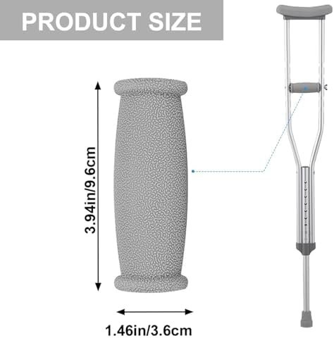 Crutch Hand Grip Replacement, 2 Pack Cane Crutch Handgrips Soft Rubber Crutches Handle for Most Standard Aluminum Crutches, Replacment Cushion Tops Axillary Support Double Crutches Accessories