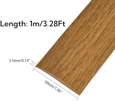 Vinyl Floor Transition Strip, Self Adhesive Floor Cover Strip PVC Laminate Threshold Strip Bar Flat Divider Strip for Joining Floor Gaps, Doorways Threshold, Carpet, 2" Wide (Brown Wood Grain, 3.28Ft)