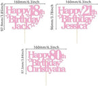 Personalized Happy Birthday Cake Topper | Custom Party Decoration with Any Name Any Age | Multicolor Glitter Cake Topper 13th 16th 18th 21st 30th 50th 60th 80th (Black)