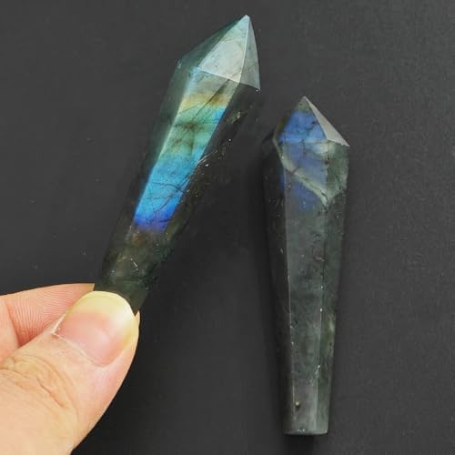 Natural White Crystal Tower Amethyst Pendulum Wand Home Decoration Rock Quartz Wand Single Point Polished Obelisk Energy Balancing Gift（Six-Sided Crystal Pendulum 7pcs Set）