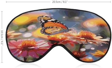 Bloom Flower and Butterfly Sleeping Mask for Men Women,Sleep Masks with Adjustable Elastic Strap for Travel,Blackout Eye Mask for Pressure-Free & Sleeping Light Blocking