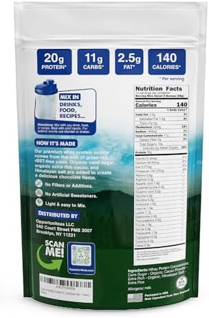 Opportuniteas Grass Fed Whey Protein Powder Concentrate - Chocolate - Pure Protein Supplement - Non GMO, Hormone Free & Gluten Free - 1lb