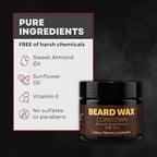 Detroit Grooming Co. Strong Hold Beard Wax - All-Natural Styling Putty with Sweet Almond & Sunflower Oil - Maximum Control for Shaping & Taming - Corktown, 2oz