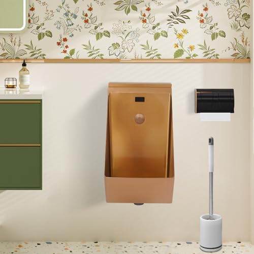 Automatic Sensor Urinal Wall Mounted, Men's Bathroom Urinal, Stainless Steel Urinal Anti-Splash & Odor-Proof, for Men Male Urinal for Home, Bar, Hotel (Rose Gold)