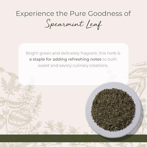 Starwest Botanicals Spearmint Leaves - Loose Leaf Herb for Tea, Dried Spearmint Leaf for Herbal Blends, Cut & Sifted, Certified Kosher - Bulk 1 lb Bag