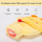 Duck Rubber Hot Water Bottle with Soft Removable Knit Outer Lid, Super Quality Classic Rubber Hot and Cold Water Bottle with Cute Image Hand Feet Warmer and Shoulder Pain Relief
