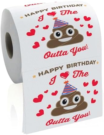 Happy Birthday Decorations Gift for Women Men Her Him, 3 Ply Sheets Prank Toilet Paper Roll Tissue Papers, Bathroom Toilet Themed Table Party Supplies Favors for Guest Friends Present