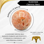 WholesaleGemShop Natural Quartz Sunstone 40-45 mm Ball Sphere Gemstone A+ Hand Carved Crystal Altar Healing Devotional Focus Spiritual Chakra Cleansing Metaphysical Gift Men Women