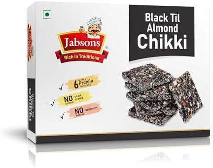 Jabsons - Black Seed Til Almond Chikki, (270g), No Artificial Colour or Preservatives